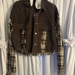 Plaid and Corduroy Women's Jean Jacket